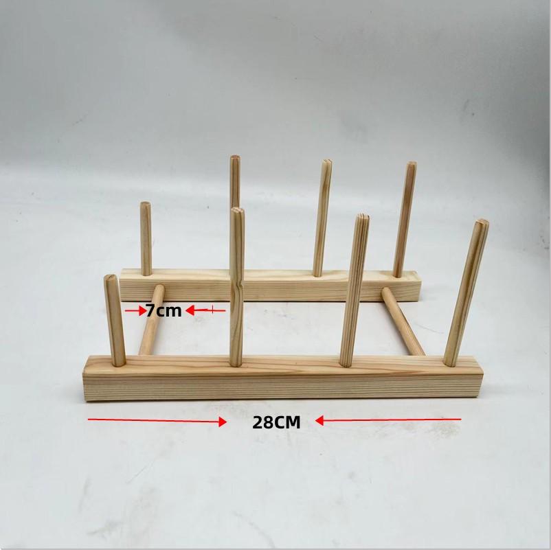 Pine Wood Kitchen Storage Rack for Cups, Dishes, and Plates