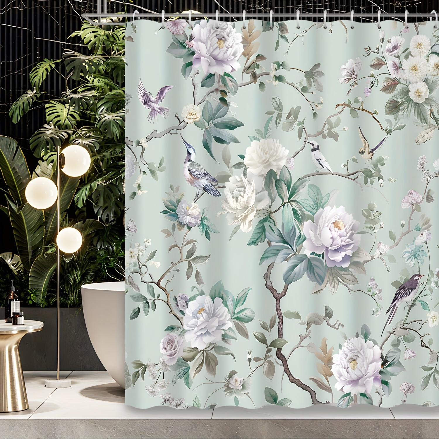 

1 шт. элегантная классическая шторка для душа с принтом пиона и сороки в китайском стиле, декоративная шторка для душа с крючком 180X180cm