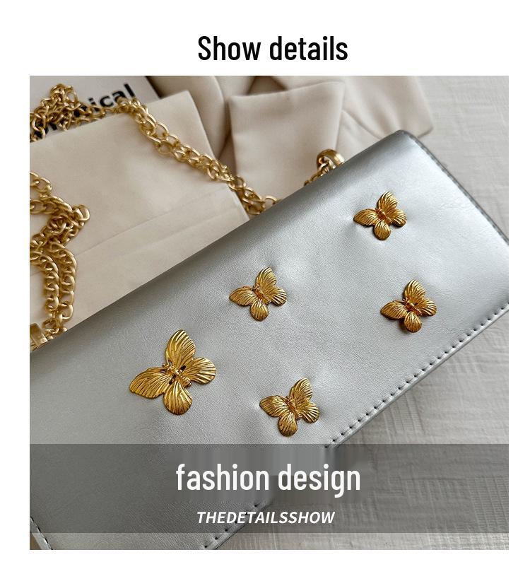 2024 Trendy Mori Style Studded Butterfly Baguette Crossbody Bag for Women