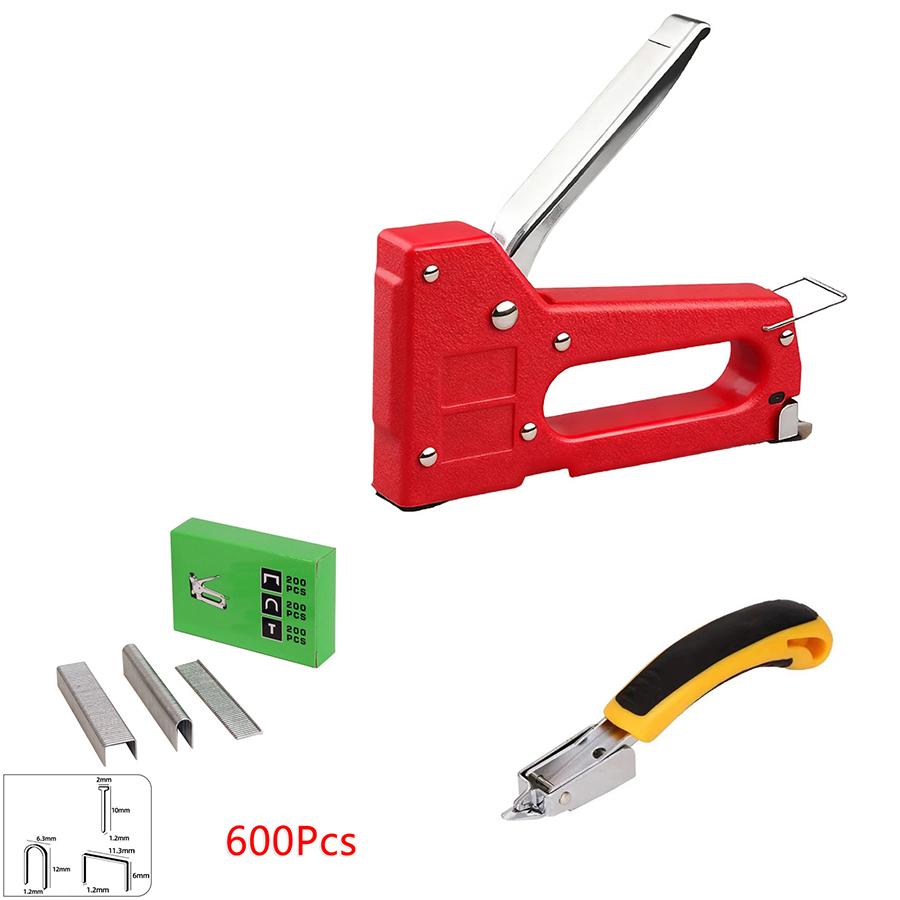 Hand Plastic Staple Gun Kit Manual Nailers Tackers Stapler Staple Guns for Woodworking Light Duty Nail Gun With Metal Handle