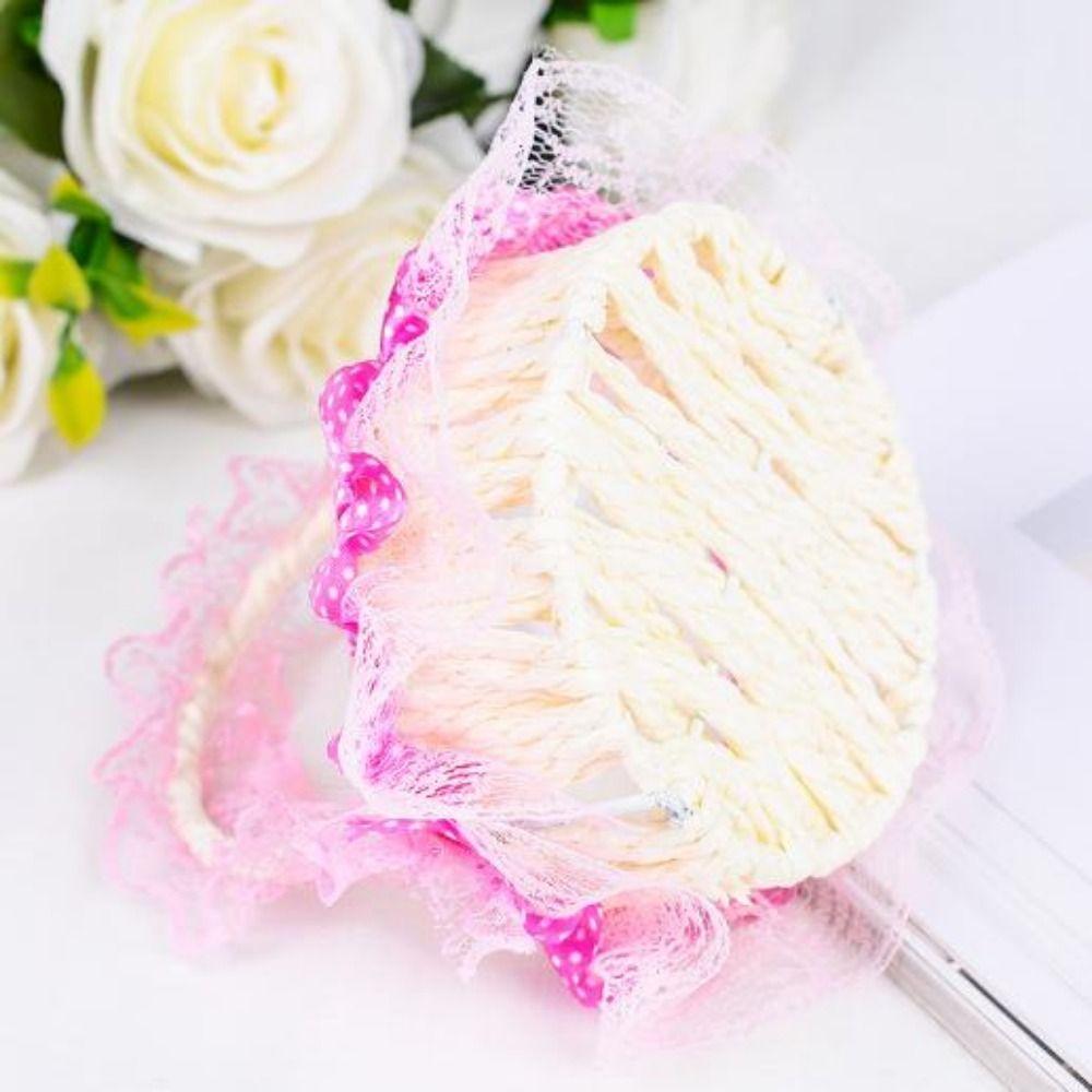 Hand-Woven Flower Lace Storage Basket Shopping Storage Hamper Basket For Plant Home Wedding