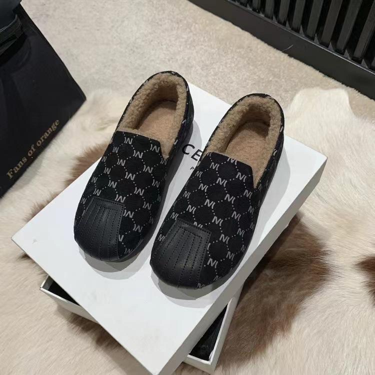 

Зимние новые женские бархатные утолщенные повседневные туфли из хлопка с мягкой подошвой и легкой модной обувью Doudou прямые продажи с фабрики 36 чёрный