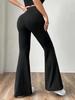 High-Waisted Micro-Flare Solid Color Yoga Pants for Fitness and Outdoor Activities