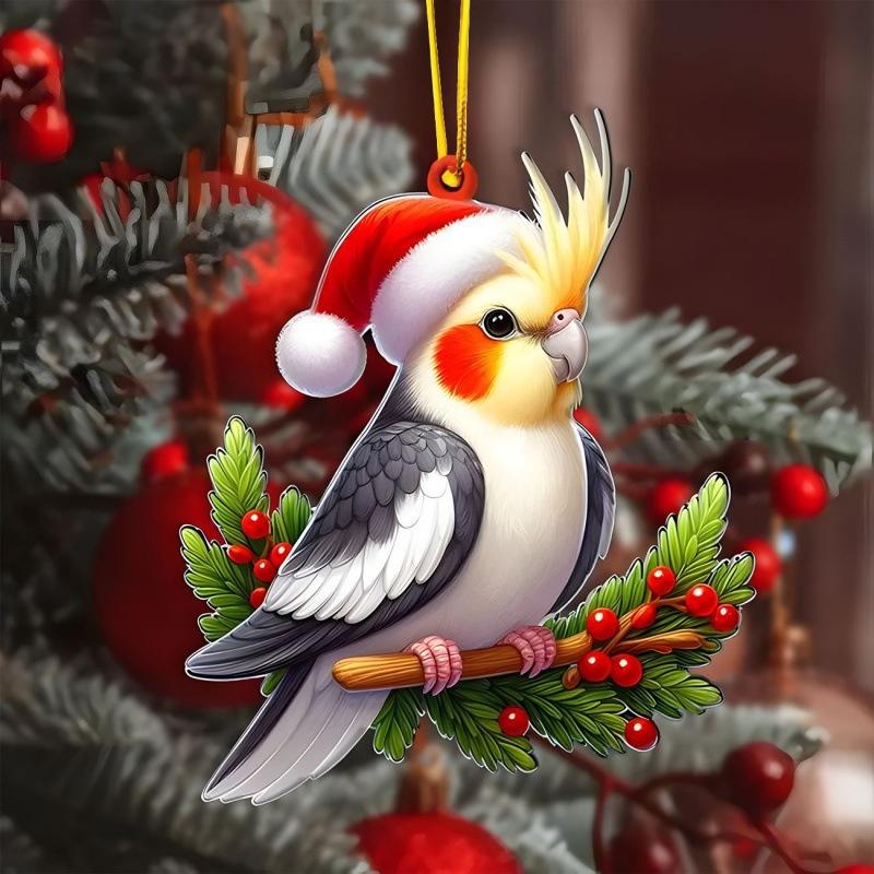 2D Christmas Tree Pendant 2D Flat Acrylic Xmas Tree Hanging Ornaments Cartoon Home Decor New Year Christmas Gifts