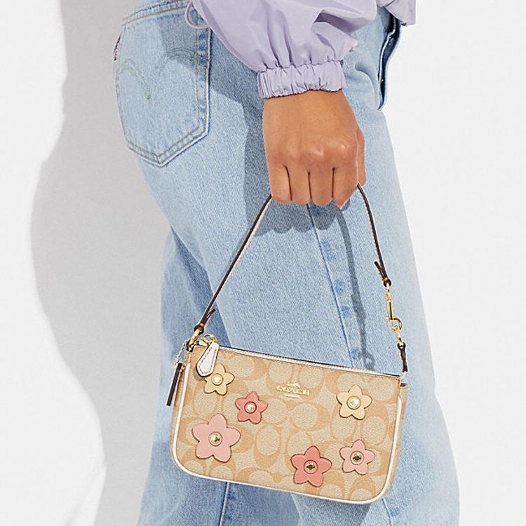 Coach Nolita 19 Classic Logo Floral Inlay Zip Clutch Women clutch Khaki CH619-IMOT4