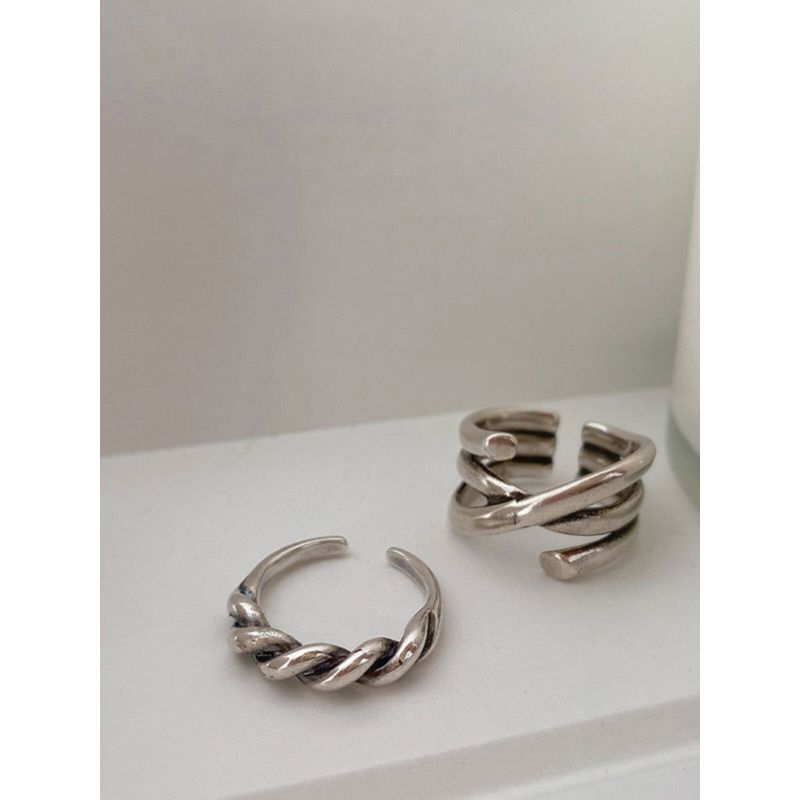 Retro Minimalist Twisted Opening Ring Female K-style Line Cross Ring Fashion Personalized Index Finger Ring Tide