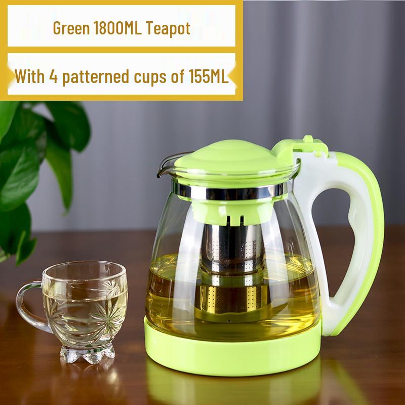 Large Heat-Resistant Glass Teapot with Filter for Flower Tea