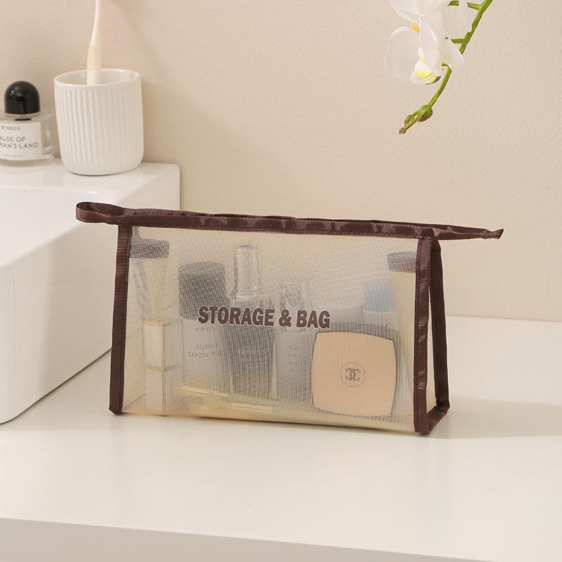 1pc Mesh Toiletry Bag, Makeup Bag, Portable Travel Storage Bag, Mesh Storage Bag, Perfect for Storing Cosmetics, Toiletries, Etc