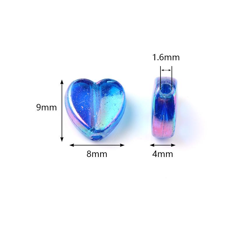 200pcs 8x9mm Acrylic Heart Beads Candy Color Loose Spacer Beads For Jewelry Making DIY Bracelets Necklace Keychain Accessories