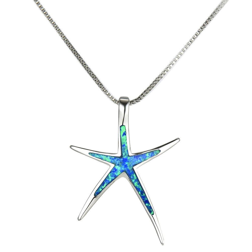 

Shine hot sale versatile collarbone chain blue sea star pendant, opal necklace niche necklace jewelry women s jewelry