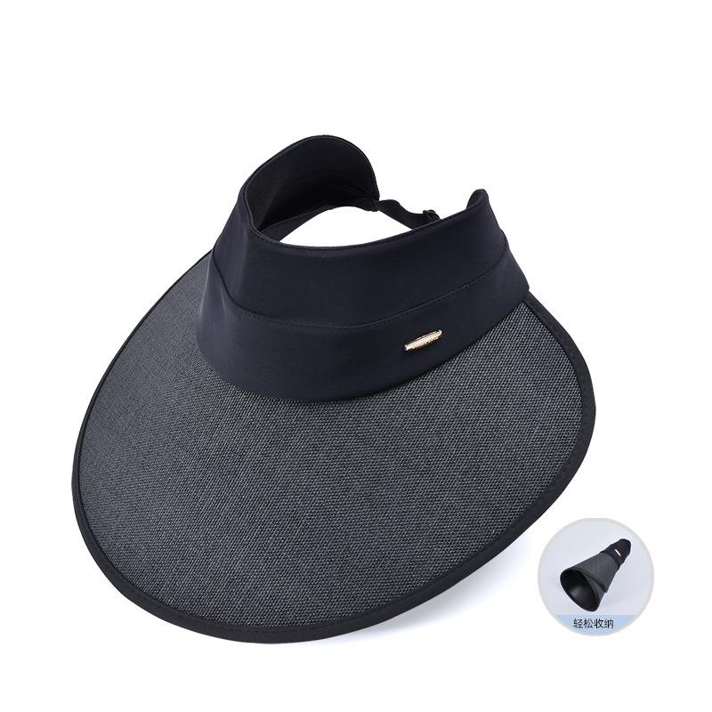 

8435 Новая виниловая шляпа-цилиндр с широкими полями и открытым верхом Детская летняя уличная солнцезащитная шляпа от солнца Универсальная шляпа от солнца с защитой лица чёрный