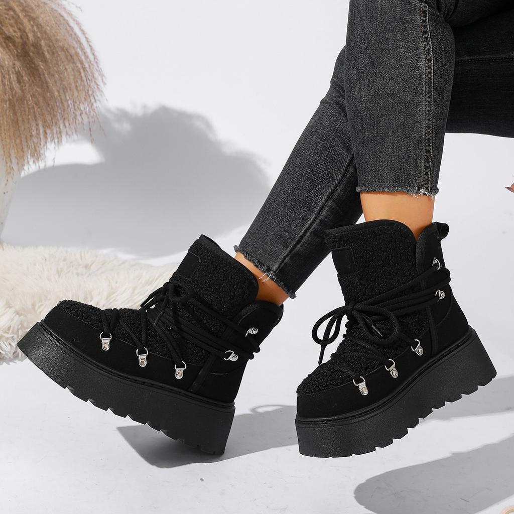 New Style Thick-soled Snow Boots with Extra Padding, Short Cotton Shoes for Women in Large Size