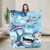 Cute Jeff The Landshark Flannel Blankets Shark Funny Throw Blanket for Home 200x150cm Plush Thin Quilt