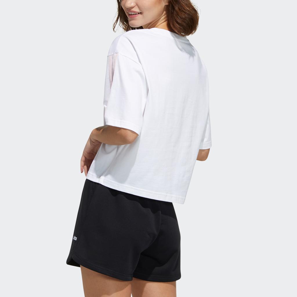 Adidas Neo W Fav May Tee 1 Casual Sports Striped Round Neck Short Sleeve T-Shirt Women Tops White GP7135