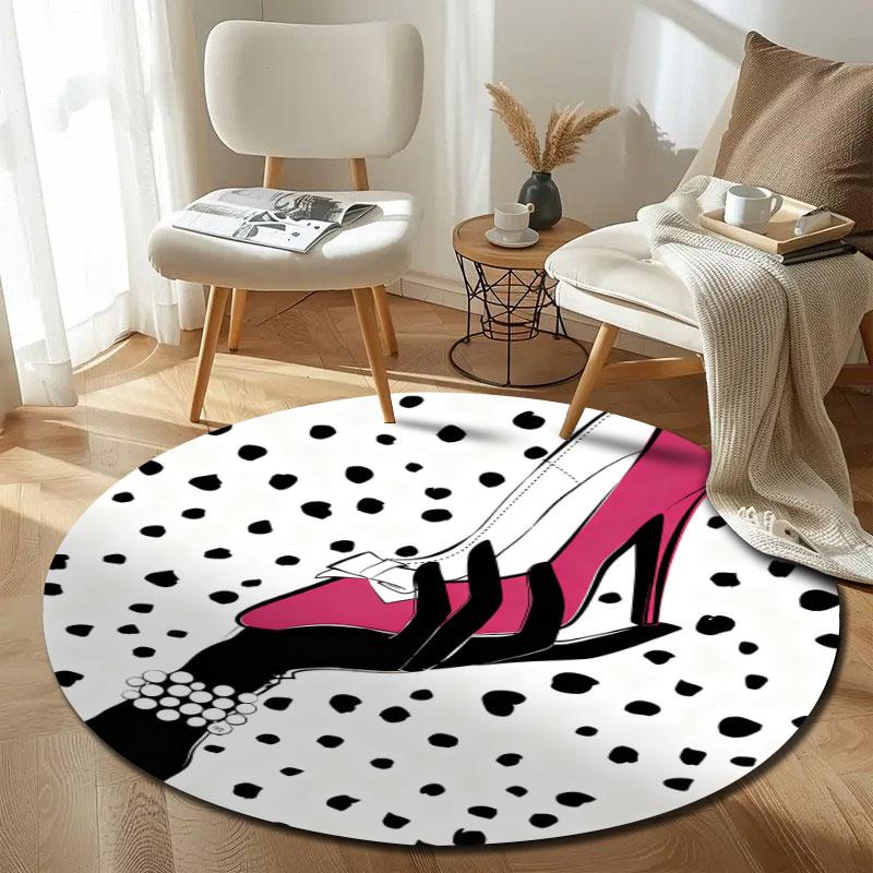 Geometric Pattern Round Area Rug, Modern Abstract