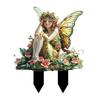 Flower Fairy Garden Stake, 2D Acrylic Fairy with Butterfly Wings Yard Art Stake, Waterproof Outdoor Fairy Tale Decoration for Yard Lawn Planter