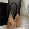 Large Capacity Woven Bag Women's 2025 New Summer Seaside Vacation Straw Bag Commuter Fashion Shoulder Tote Bag