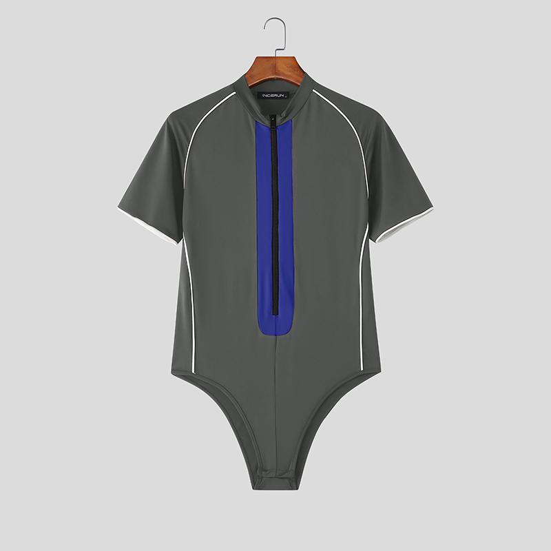 

INCERUN Мужской Боди с Коротким Рукавом, Со Сшивкой, Приталенный, Цельный, Трусы, Боди, Комбинезоны 3XL серый