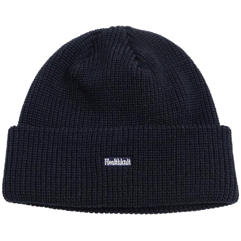 

(Healthknit) Healthknit men s unisex logo knit watch beanie knit hat hat 291-4159[-] (FREE, 49(NAVY/Navy))