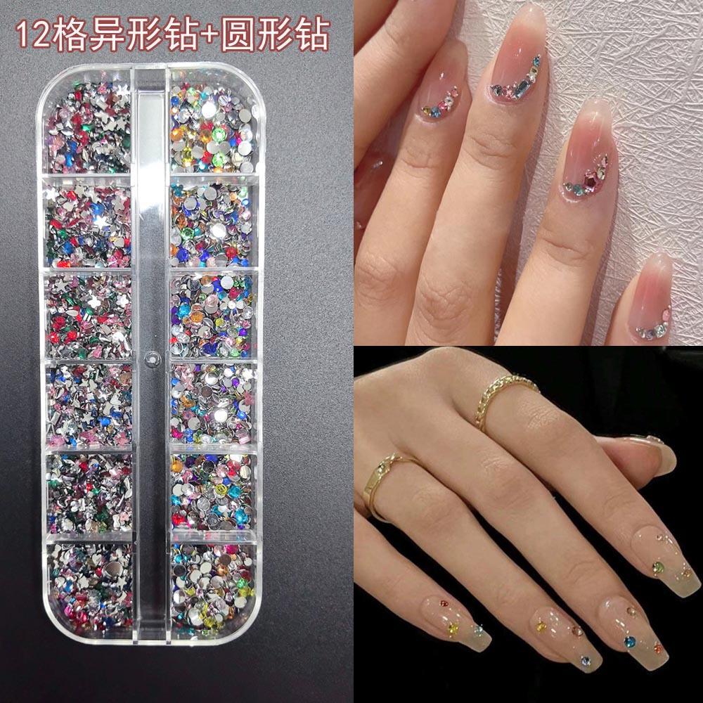Nail Art Accessories Mini Nail Drills Color Special-Shaped Flat Bottom Drills White Pink Champagne Super Flash Nail Accessories