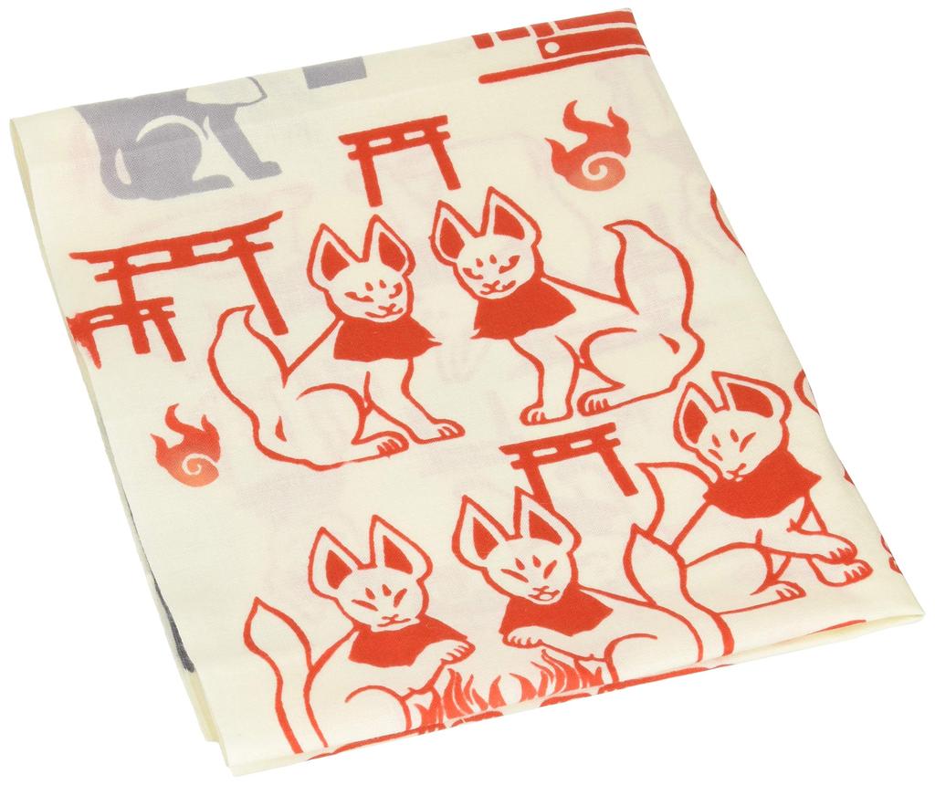 Kenema Tenugui Hand Auspicious Hyakusen Fox Inari Miyamoto-Towel Towel,