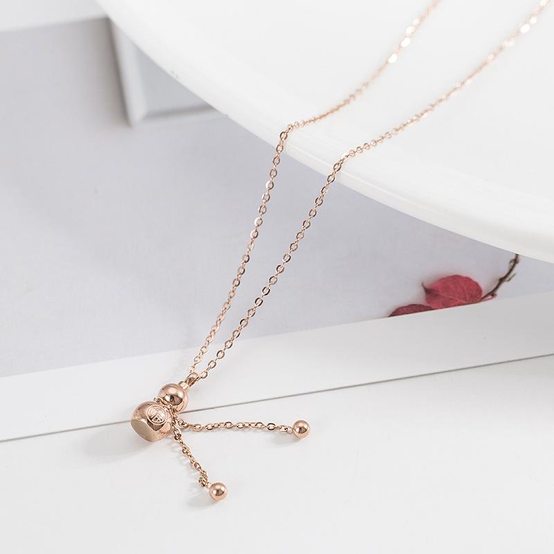 316L Stainless Steel No Fading Chinese Style Lucky Gourd Necklace Simple Stainless Steel Women's Necklace Wholesale Necklace for Women