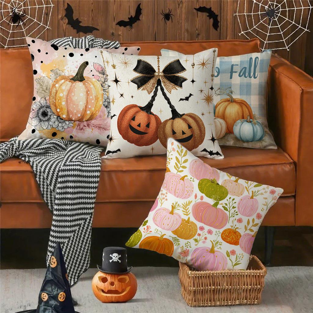 Pumpkin-Patterned Pillow Covers For Fallsuitable For Sofa Car Bedroom Decorative Cushion Cover Pillow Cover
