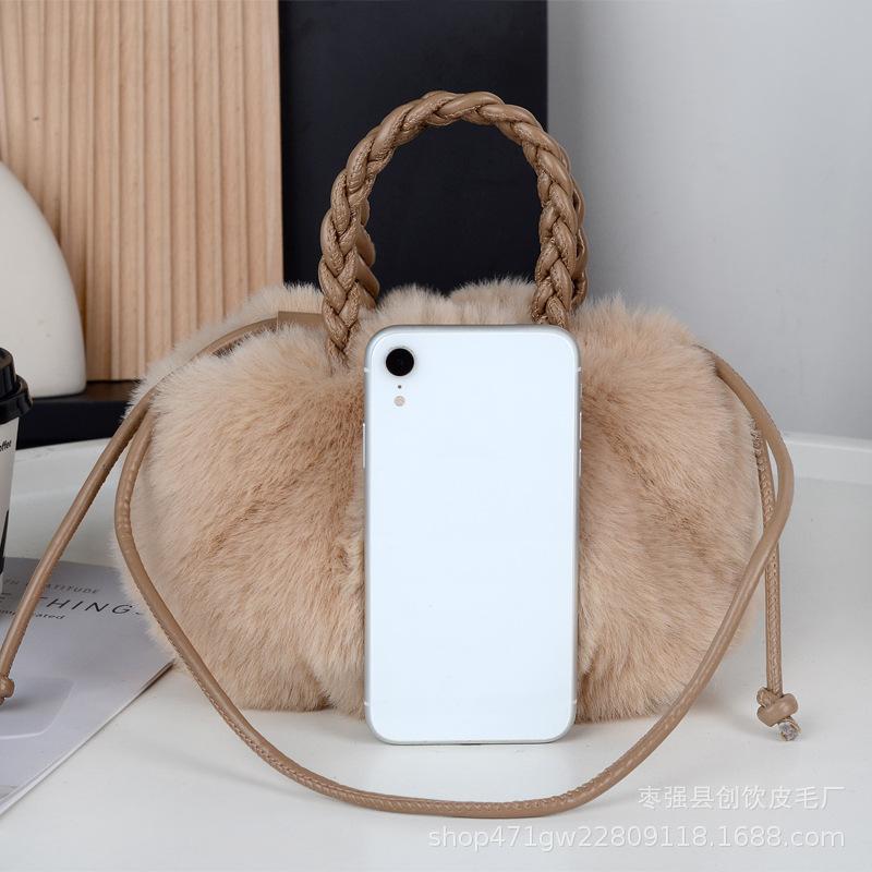 Geantă de umăr pentru femei, model polar, cu textură înaltă, țesătură, tip nor, din pluș, capacitate mare, din blană artificială, drăguț, dovleac, toamna și iarna, nouă și versatilă