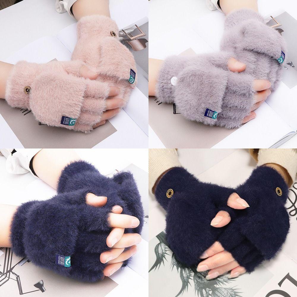 Plush Winter Gloves Screen Touchable Hand Warmer Fashion Glove Bracers  For Woman Girls