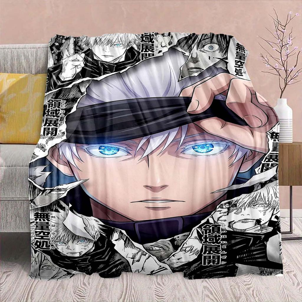 Jujutsu Kaisen Anime Flannel Blanket - Soft Warm Perfect for Sofa, Bedding Camping Travel Office Home Decor -QJY