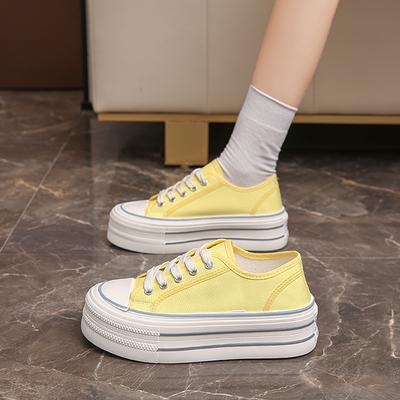 Fashion Casual Woman Shoe Espadrilles Platform All-Match Round Toe Tennis Female 2024 Cross Breathable Summer Canvas Lace-Up