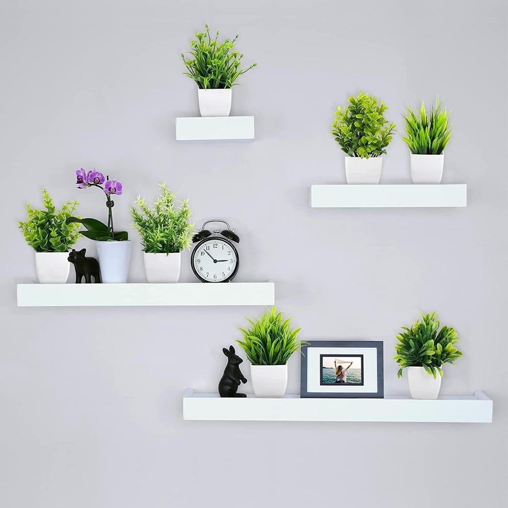 Artificial Plastic Eucalyptus Plants Small Indoor Potted Houseplants, Small Faux Plants for Home Decor Bathroom Office Farmhouse (Set 8)