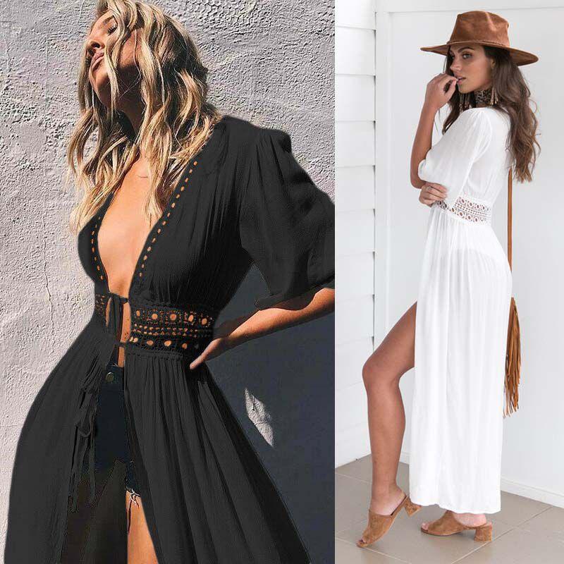 Schickes Damen Spitzen-Häkel-Strandkaftan-Kleid für mühelosen Sommerstil