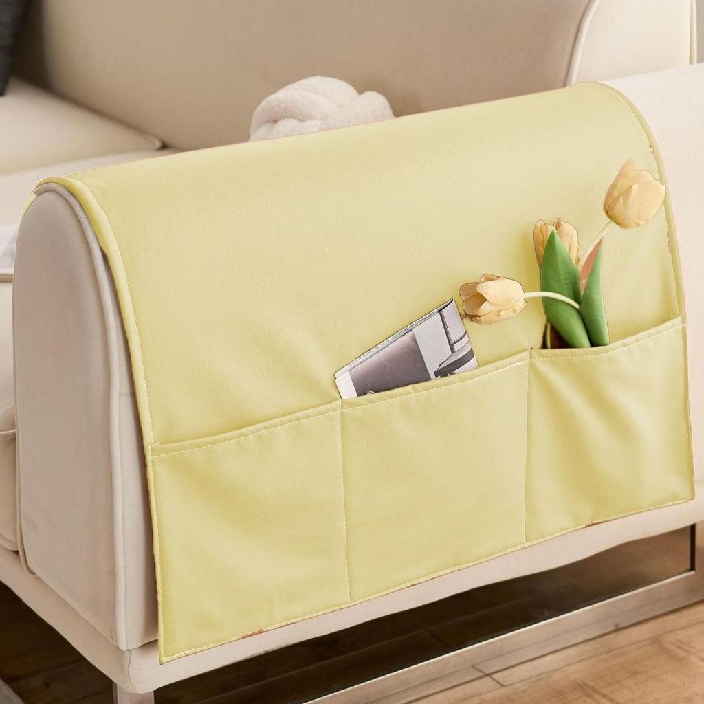 Simple Modern Solid Color Armrest Storage Bag Leather Waterproof Dustproof Sofa Armrest Cover Cloth Home Living Room Decoration