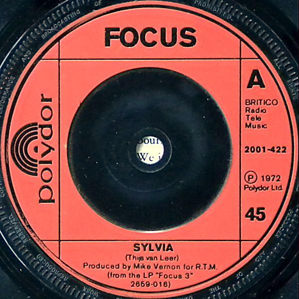 

7inch Record FOCUS - Sylvia 2001422 Polydor 1973 UK Rock Used