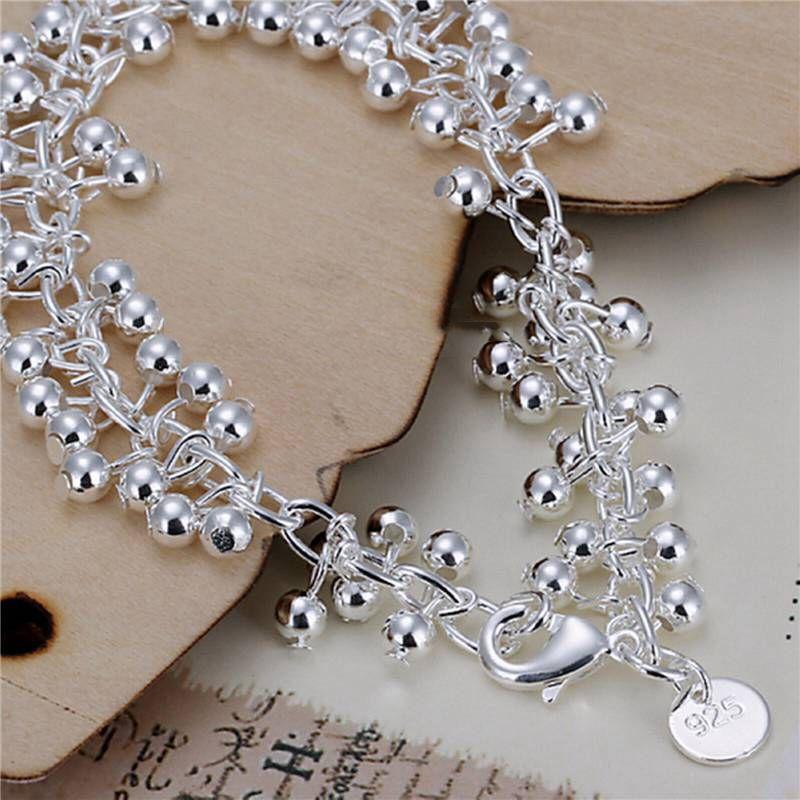 

Ball Bracelet Silver plt Grape Bead Sterling Chain Link Stylish Chains