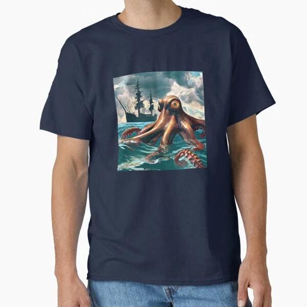 Giant Octopus And Ship Art Classic Tshirt Made In Usaaus Tshirt S2xl S