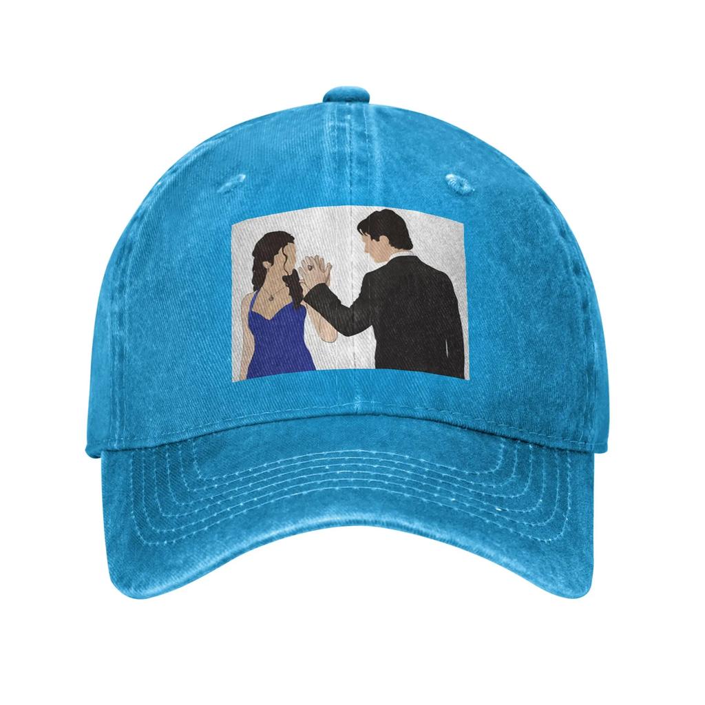 The Vampire Diaries Damon Salvatore And Elena Denim Fabric Cap Casual Baseball Caps Adjustable Hat Summer Unisex Baseball Hats