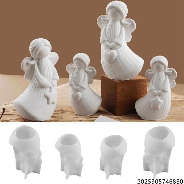 Pack of 4 Sturdy Silicone Mould Angelic Heart Star Designs Ideal for Soap Plasters Craft Creation