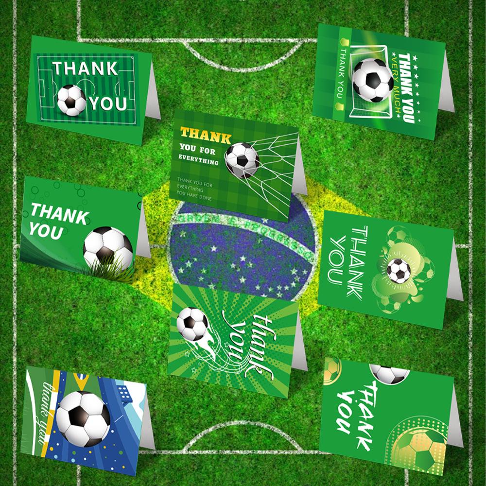 World Cup Football Theme Green Field Greeting Card & Envelope Set for Parties and Thank You Invitations