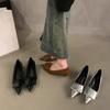 French kitten and single shoes women's shoes 2025 new high-end pointed temperament simple black evening wind boat shoes