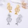 Seaside earrings temperament retro alloy cold wind light luxury fish bone earrings niche versatile commuter models