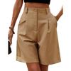 Casual Elastic Waist Wide-leg Shorts Summer Women's Shorts with Pockets