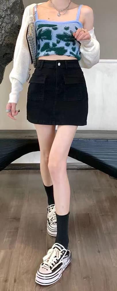 Syvent Denim Mini Sexy Tight Mini Denim Short Jeans Skirt Women's High-Waisted Skirt, Skirt, Skirt,