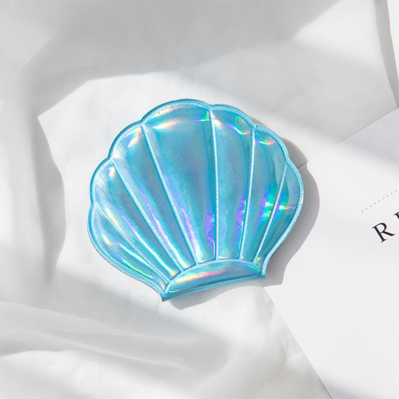 Mermaid Heart Glitter Double-sided Compact Mirror with Colorful Shell Design