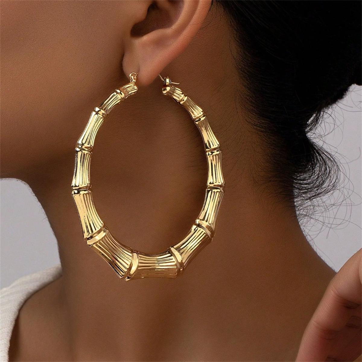 Серьги-кольца в стиле бамбуковой секции — фото 2