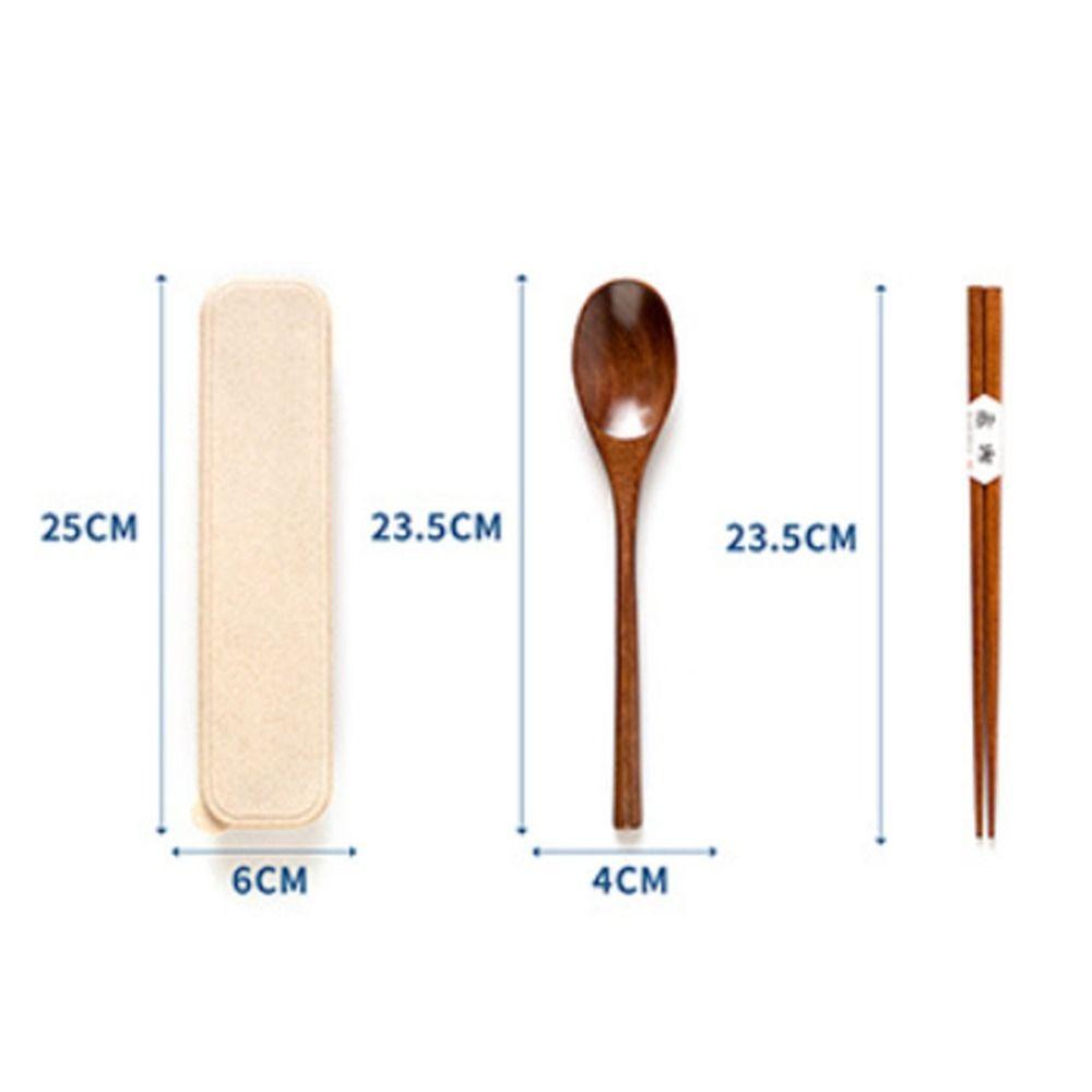 Reusable Portable Tableware With Box Cutlery Set Camp Wooden Chopsticks Spoon Set Adults/Students