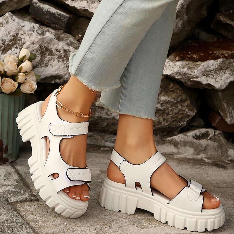 Fashion Plus Size Solid Color Platform Sandal Women Fashion Back Strap Open Toe Sandals Woman Summer New Thick Bottom Sandalias Mujer