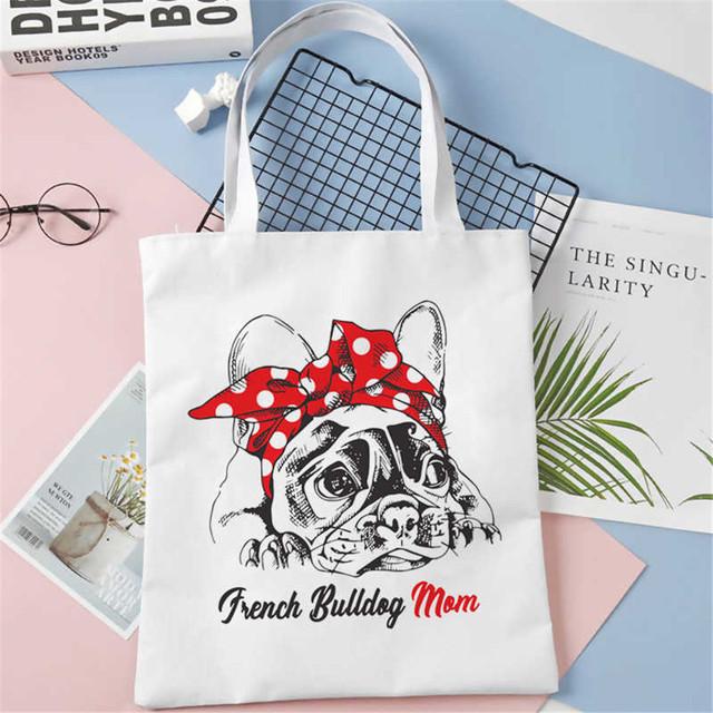 Bulldog francez Frenchies Geantă de cumpărături imprimată pentru femei Geantă de plajă de călătorie Geantă de reciclare Geantă de cumpărături pentru femei Geantă de umăr ecologică pentru femei