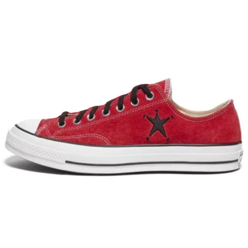 

Stussy x Converse Chuck 70 Ox Маковый красный Удобные Нескользящие Низкие Кеды Унисекс Красный и Белый 40